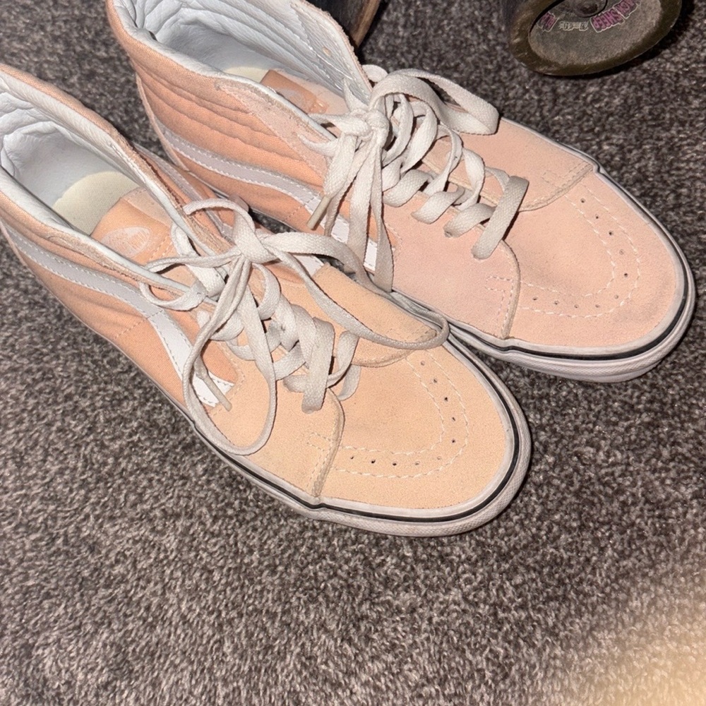 Vans Women's High-Top Sneakers - Peach and White